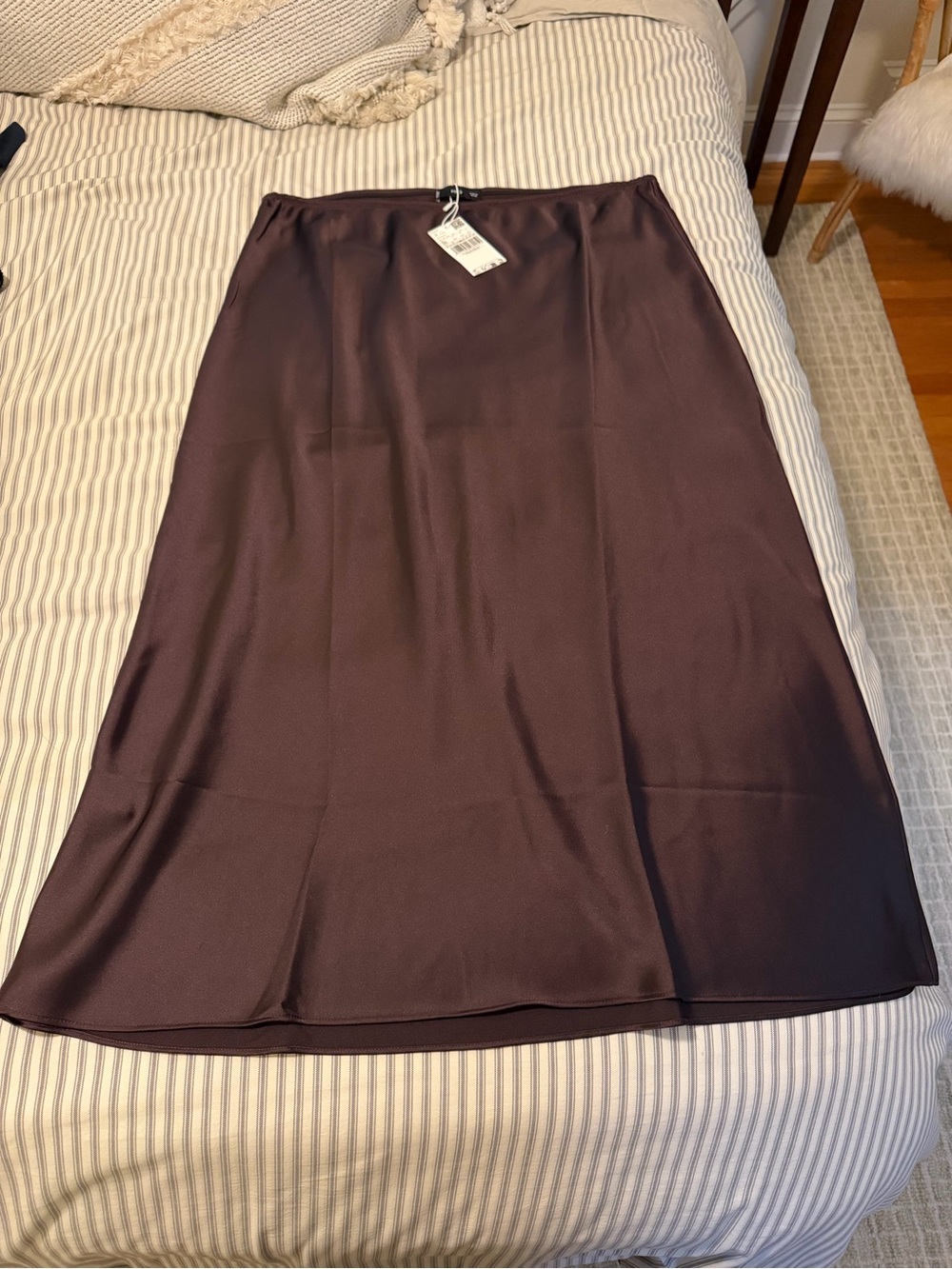 Mango satin long skirt in brown